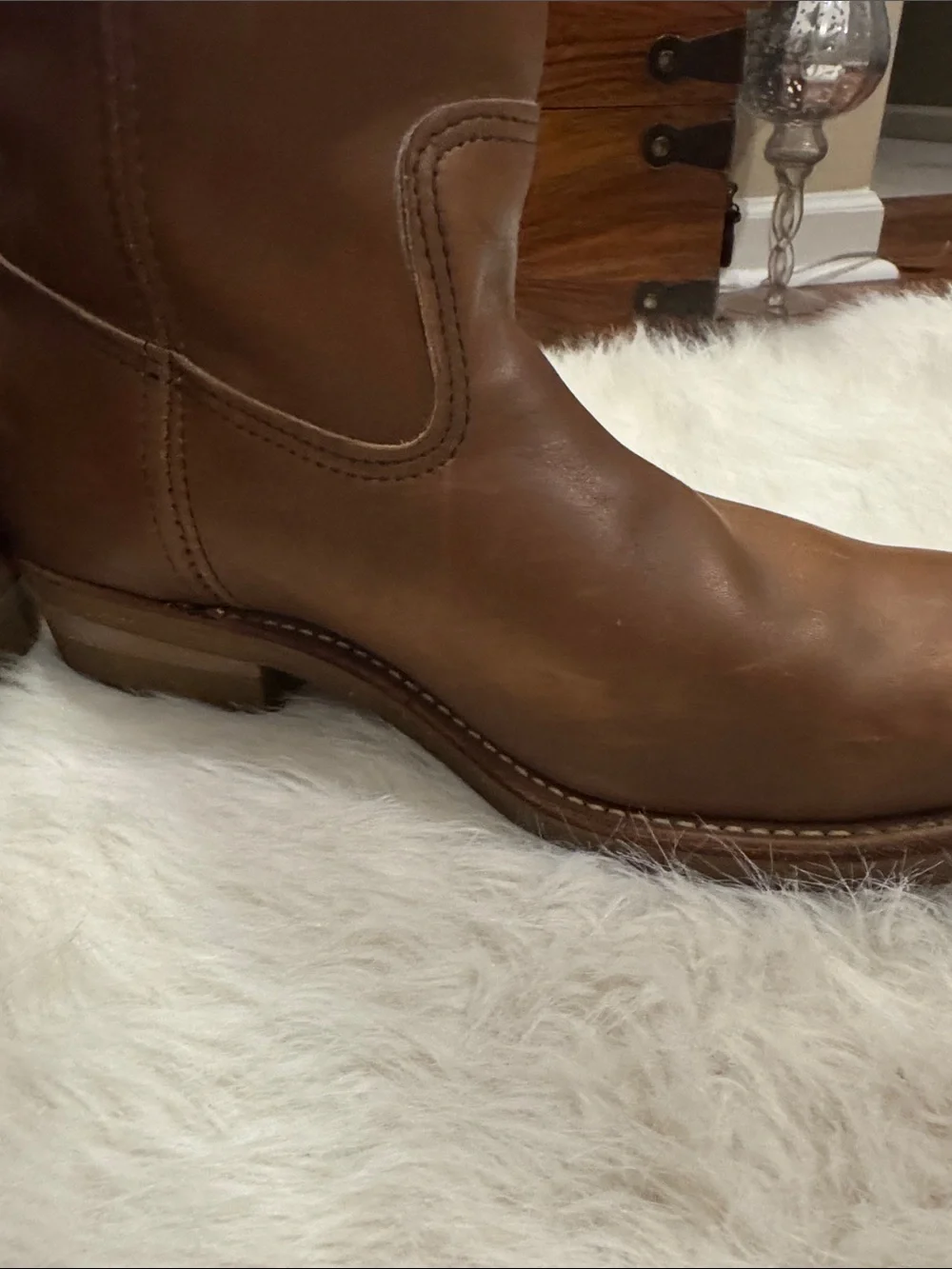 Red Wing Vintage Men's Tan Leather Pull-On  Boots 1187 Made in USA pre-owned.